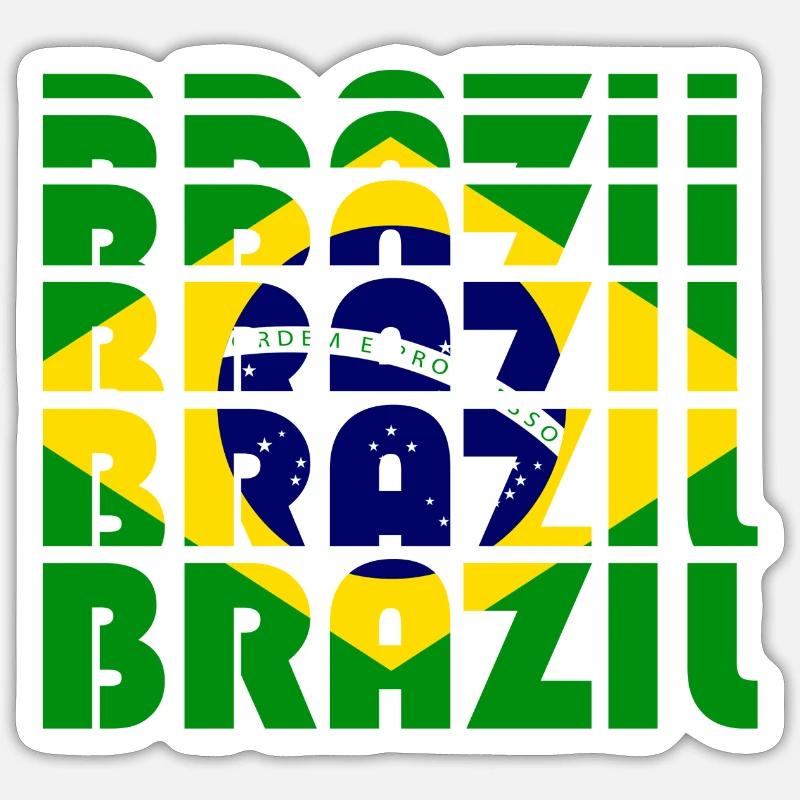 Grille des drapeaux du Brésil - Sticker taille S (10 x 10 cm) - blanc mat