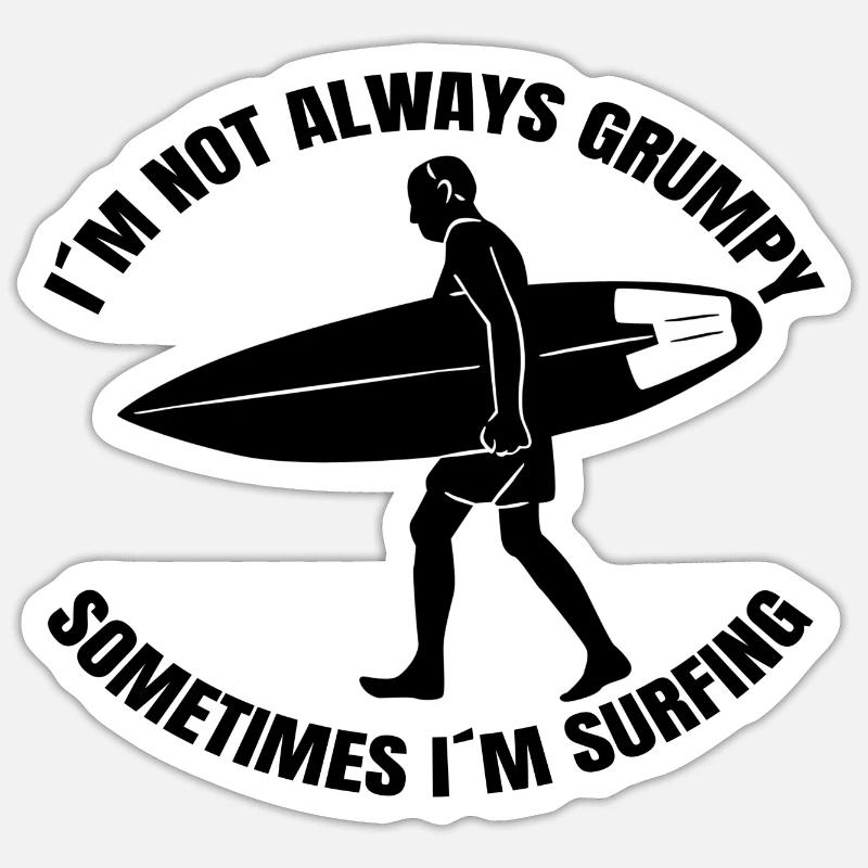 Surfeur Surfer Planche de surf Instructeur de surf - Sticker taille S (10 x 10 cm) - blanc mat