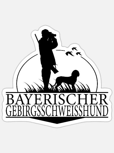 BAYERISCHER GEBIRGSSCHWEISSHUND Jagdhunde Wilsigns - Sticker Größe S (10 x 10 cm) - Mattweiß