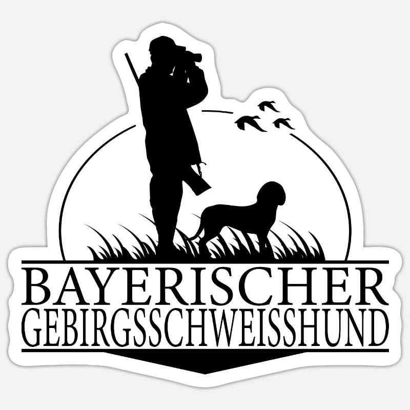 BAYERISCHER GEBIRGSSCHWEISSHUND Jagdhunde Wilsigns - Sticker Größe S (10 x 10 cm) - Mattweiß