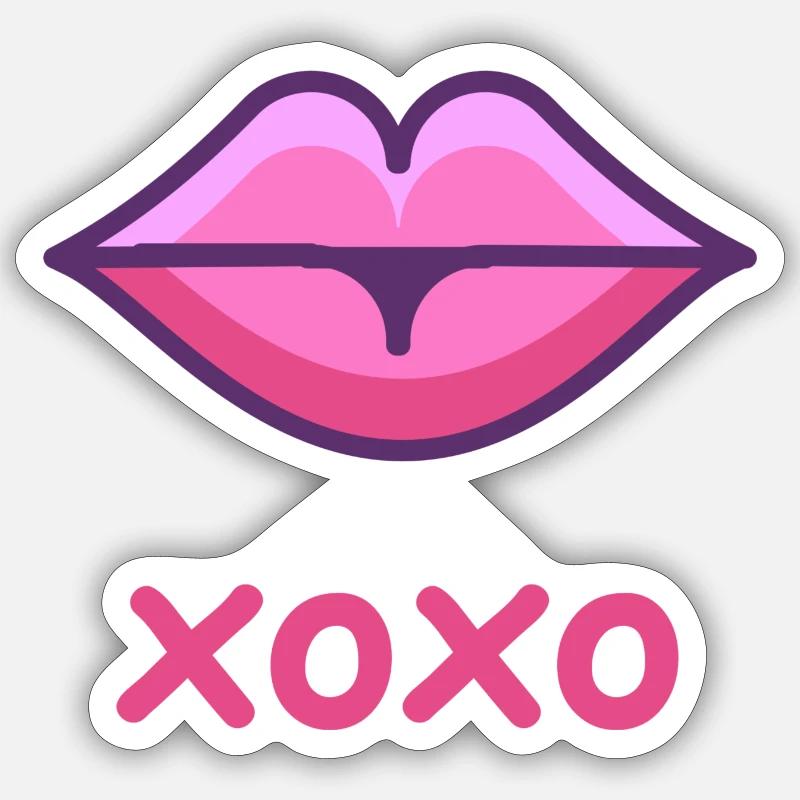 XOXO Bouche baiser - Sticker taille S (10 x 10 cm) - blanc mat