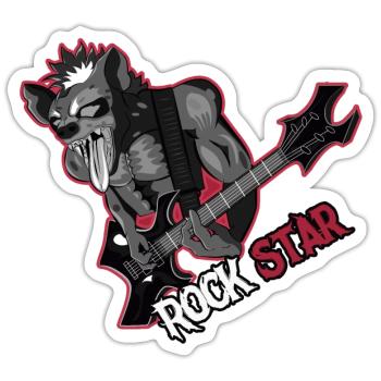 t shirt hyena punk - Sticker size S (10 x 10 cm) - white matte - Front