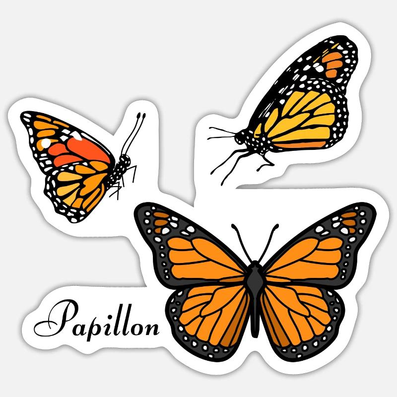 Groupe de papillons - Sticker taille S (10 x 10 cm) - blanc mat