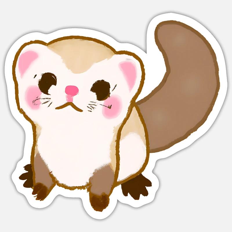 Frettchen - Sticker Größe S (10 x 10 cm) - Mattweiß