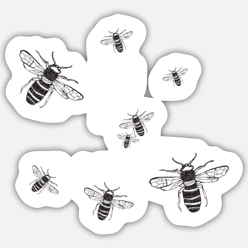 Bees - Sticker size S (10 x 10 cm) - white matte