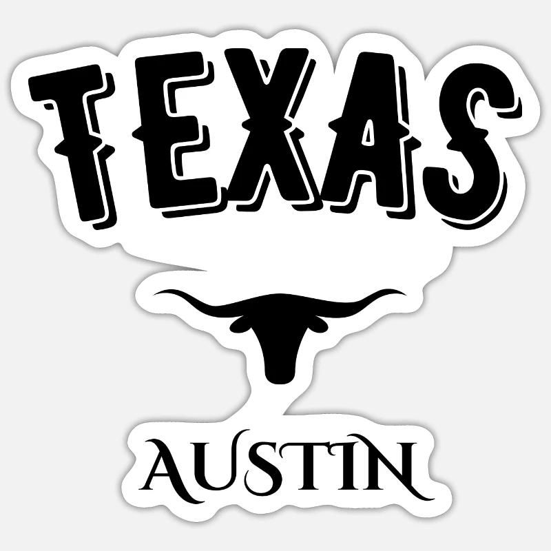 texas austin - Sticker taille S (10 x 10 cm) - blanc mat