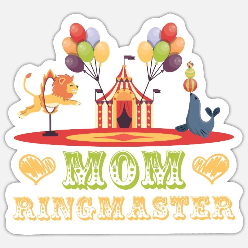 Carnaval maman maître de piste cirque - Sticker taille S (10 x 10 cm) - blanc mat