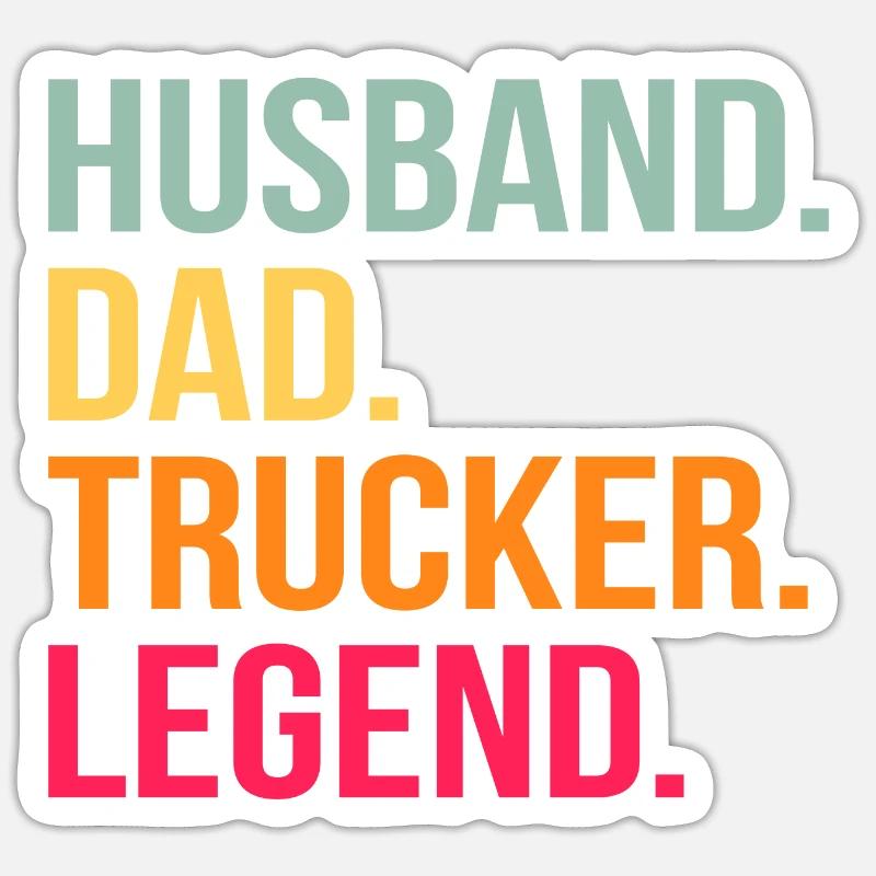 Husband Father Trucker Legend - Sticker size S (10 x 10 cm) - white matte