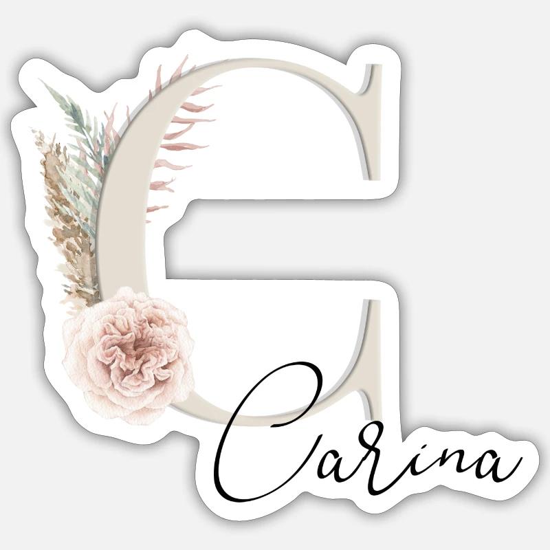 Carina! Nom Boho - Sticker taille S (10 x 10 cm) - blanc mat