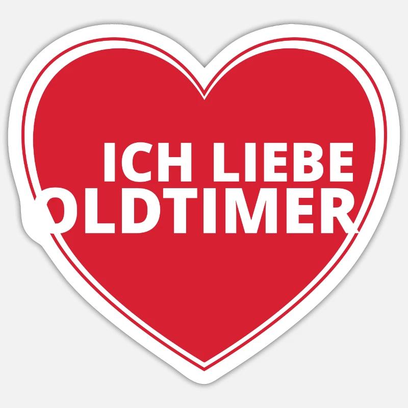 Ich Liebe OLDTIMER! - Sticker Größe S (10 x 10 cm) - Mattweiß
