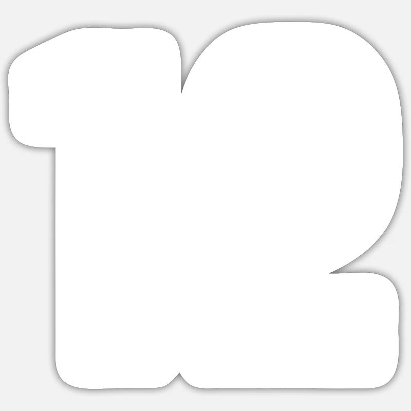 Maillot 12 Numéro - Sticker taille S (10 x 10 cm) - blanc mat