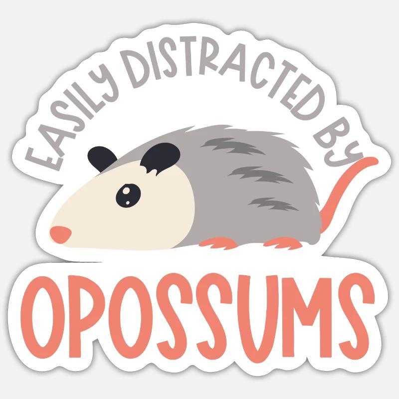 Distrait par la faune mignonne des opossums - Sticker taille S (10 x 10 cm) - blanc mat