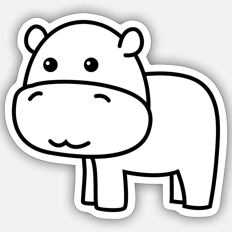 Nilpferd Comic Tier - Sticker Größe S (10 x 10 cm) - Mattweiß