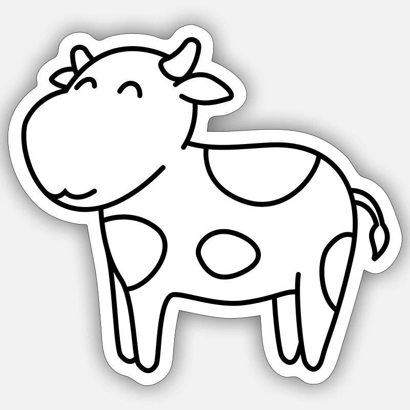 Kuh Comic Tier - Sticker Größe S (10 x 10 cm) - Mattweiß