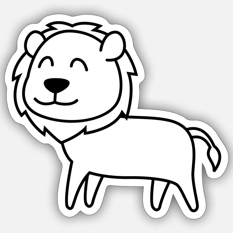 Löwe Comic Tier - Sticker Größe S (10 x 10 cm) - Mattweiß