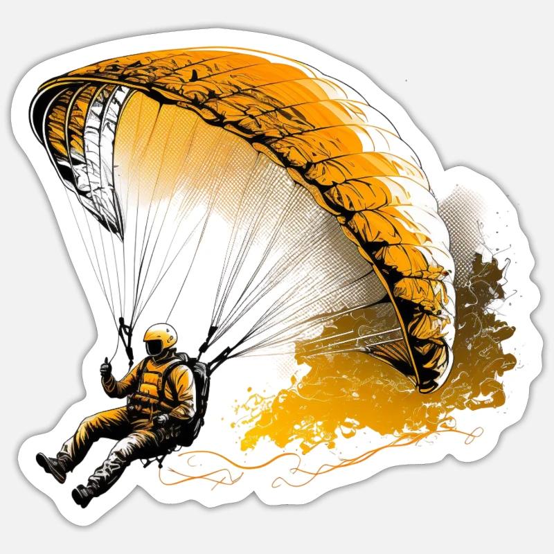 Flying high, paragliding - Sticker size S (10 x 10 cm) - white matte