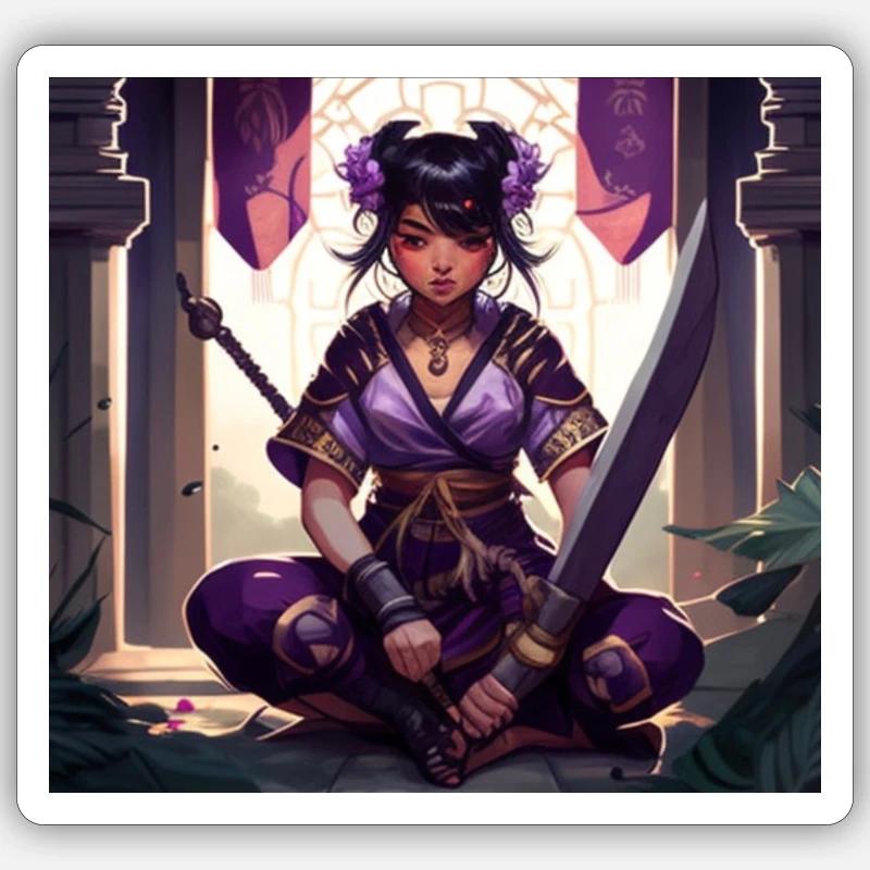 Déesse Badtsune - Sticker taille S (10 x 10 cm) - blanc mat