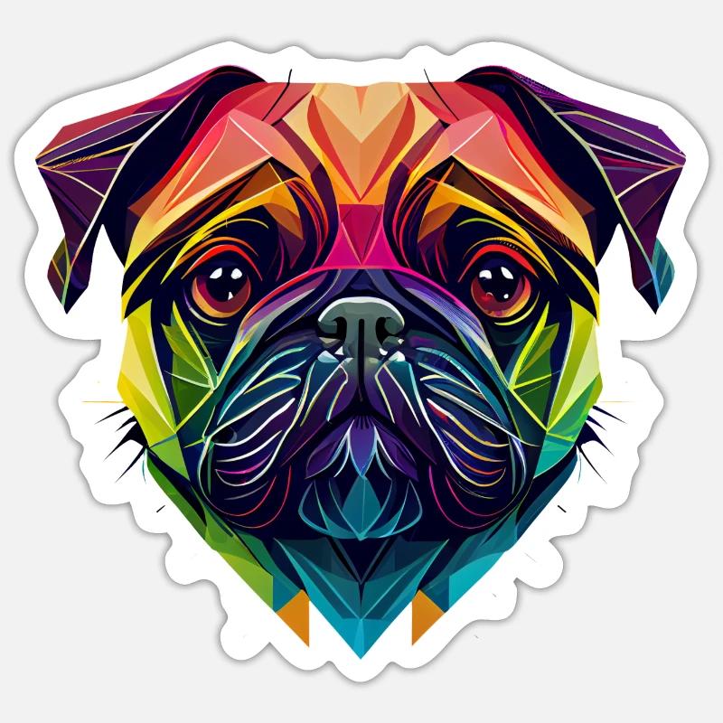 Mopsart polygon Sticker Größe S (10 x 10 cm)