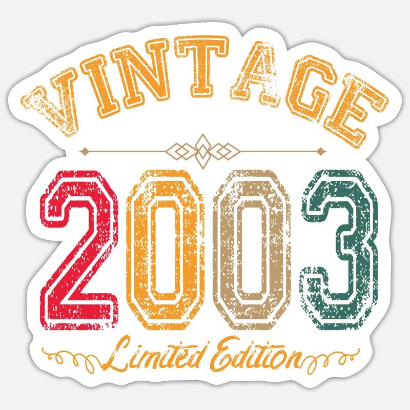 Né en 2003 Cadeau d’anniversaire vintage - Sticker taille S (10 x 10 cm) - blanc mat