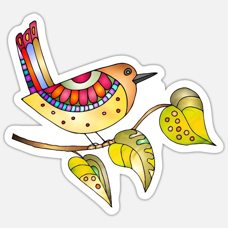 Oiseau - Sticker taille S (10 x 10 cm) - blanc mat