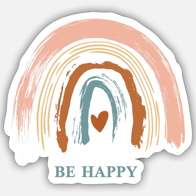 Sois heureux - Sticker taille S (10 x 10 cm) - blanc mat