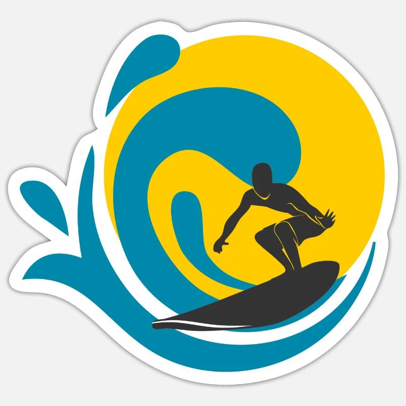 Surfer - Sticker Größe S (10 x 10 cm) - Mattweiß