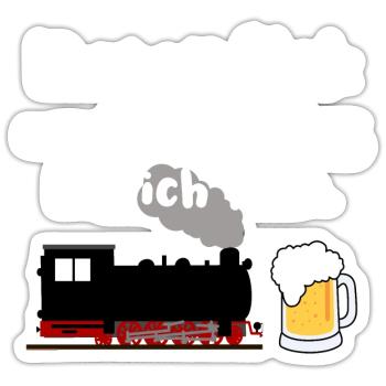 Eisenbahn Dampflok Bier Eisenbahner Zug - Sticker Größe S (10 x 10 cm) - Mattweiß - Vorne