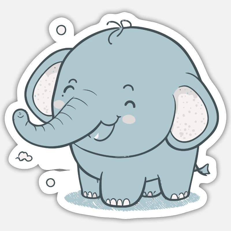 Bébé éléphant - Sticker taille S (10 x 10 cm) - blanc mat
