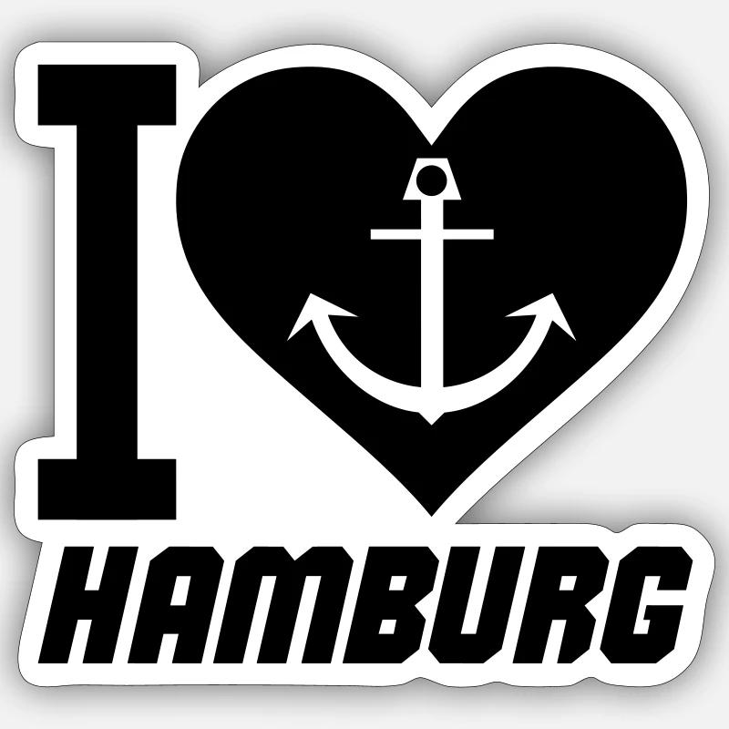 J’adore Hambourg - Sticker taille S (10 x 10 cm) - blanc mat