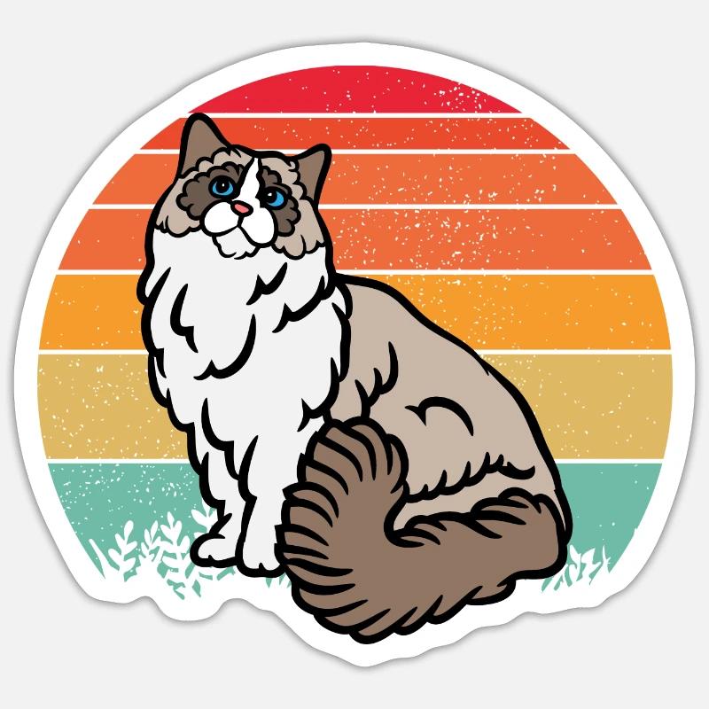 Chat RAGDOLL rétro Sticker taille S (10 x 10 cm)