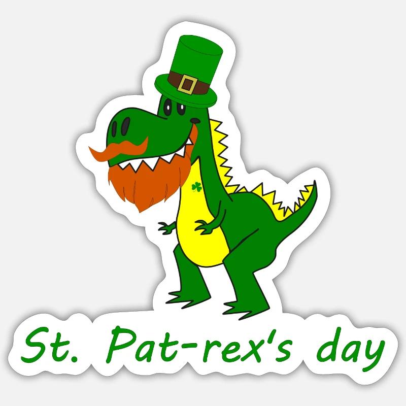 T-rex for St. Patrick's Day Sticker size S (10 x 10 cm)