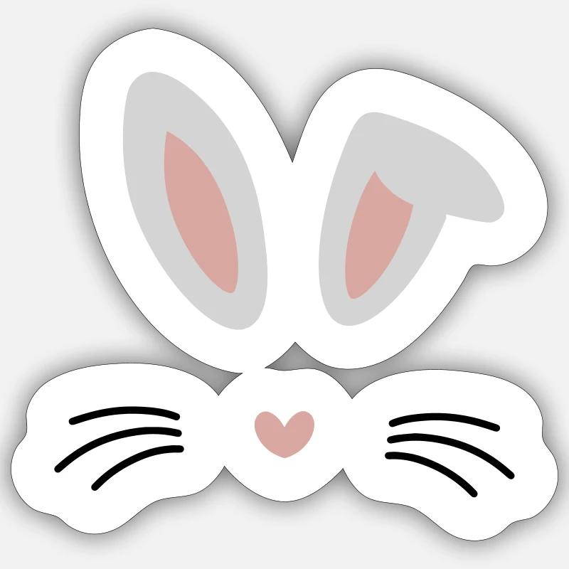 Hasen Gesicht - Sticker Größe S (10 x 10 cm) - Mattweiß