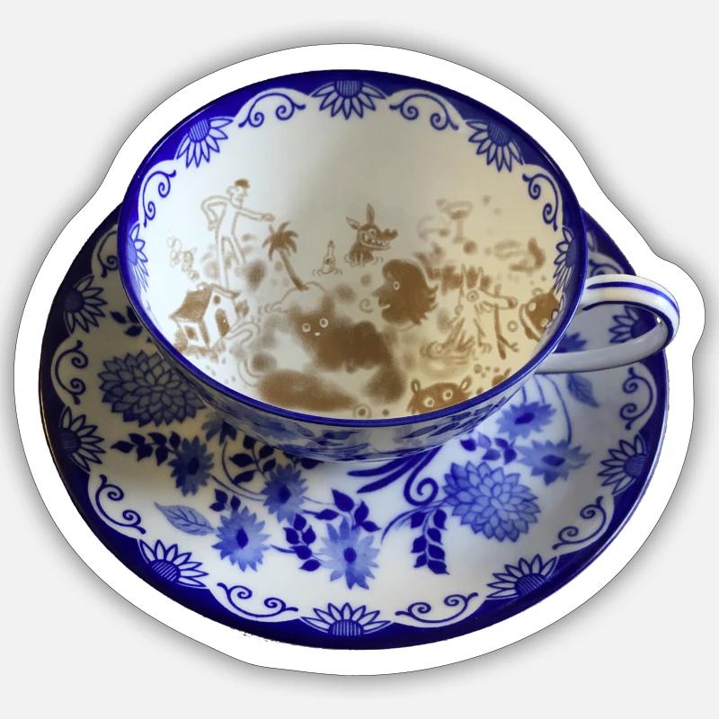 Cup with coffee grounds - Sticker size S (10 x 10 cm) - white matte