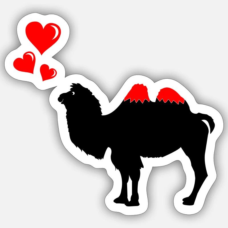 verliebtes kamel - Sticker Größe S (10 x 10 cm) - Mattweiß