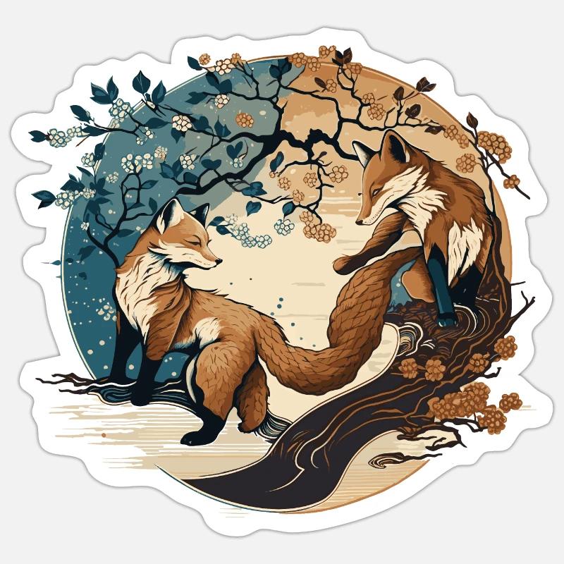 FOX 5 - Sticker Größe S (10 x 10 cm) - Mattweiß