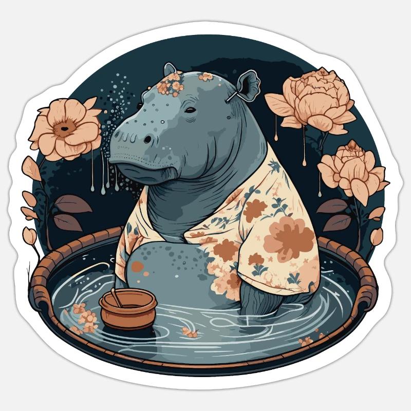 hippo 2 - Sticker taille S (10 x 10 cm) - blanc mat