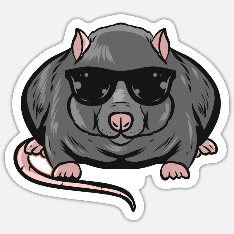 Rat - Sticker taille S (10 x 10 cm) - blanc mat