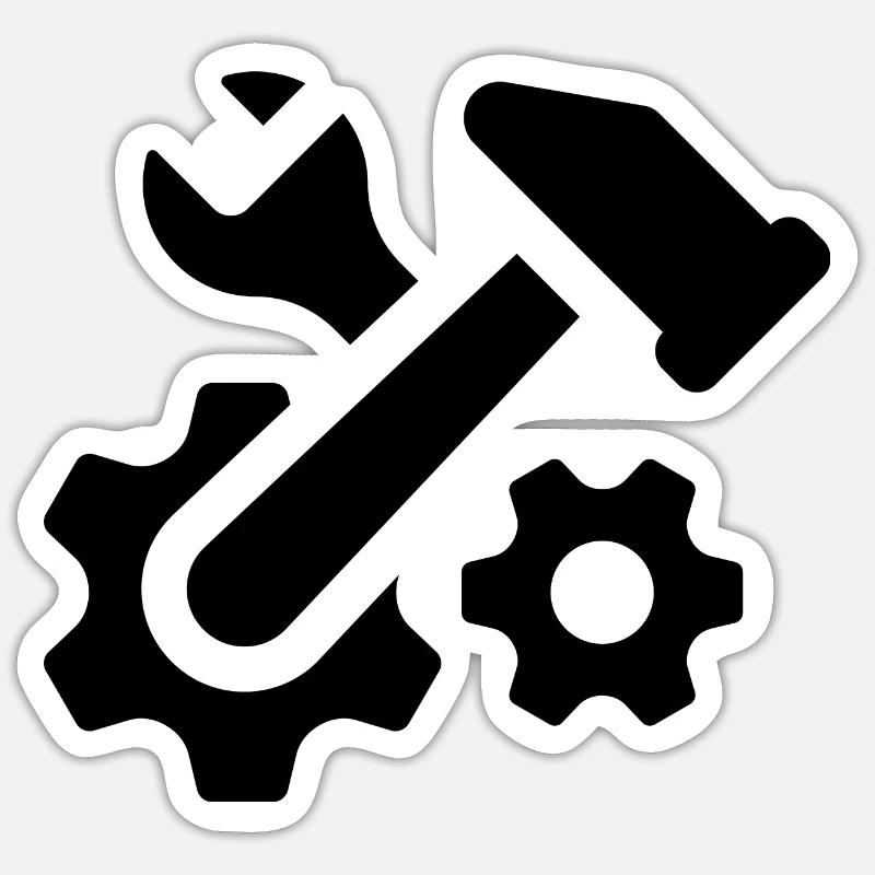 Outils marteau - Sticker taille S (10 x 10 cm) - blanc mat