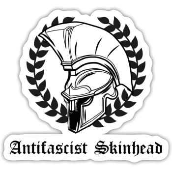 Skinhead antifasciste - Sticker taille S (10 x 10 cm) - blanc mat - Devant