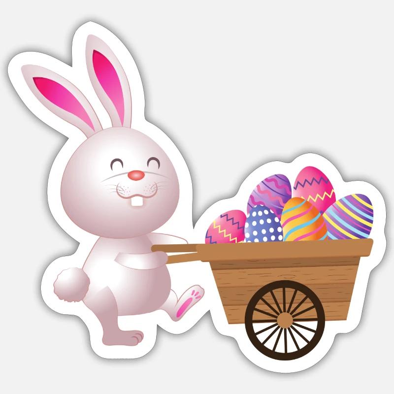 pâques, easter, fêtes de pâques - Sticker taille S (10 x 10 cm) - blanc mat