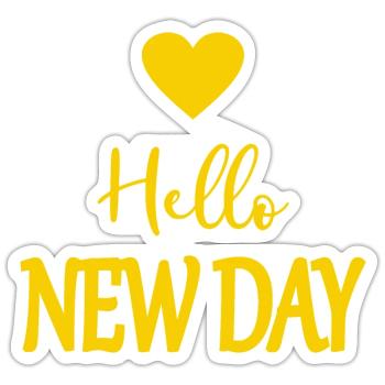 Hello new day - Sticker Größe S (10 x 10 cm) - Mattweiß - Vorne