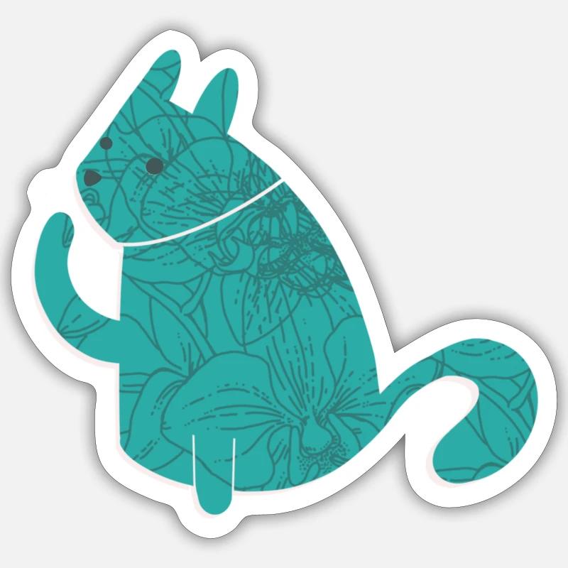 #flowercat - Sticker Größe S (10 x 10 cm) - Mattweiß