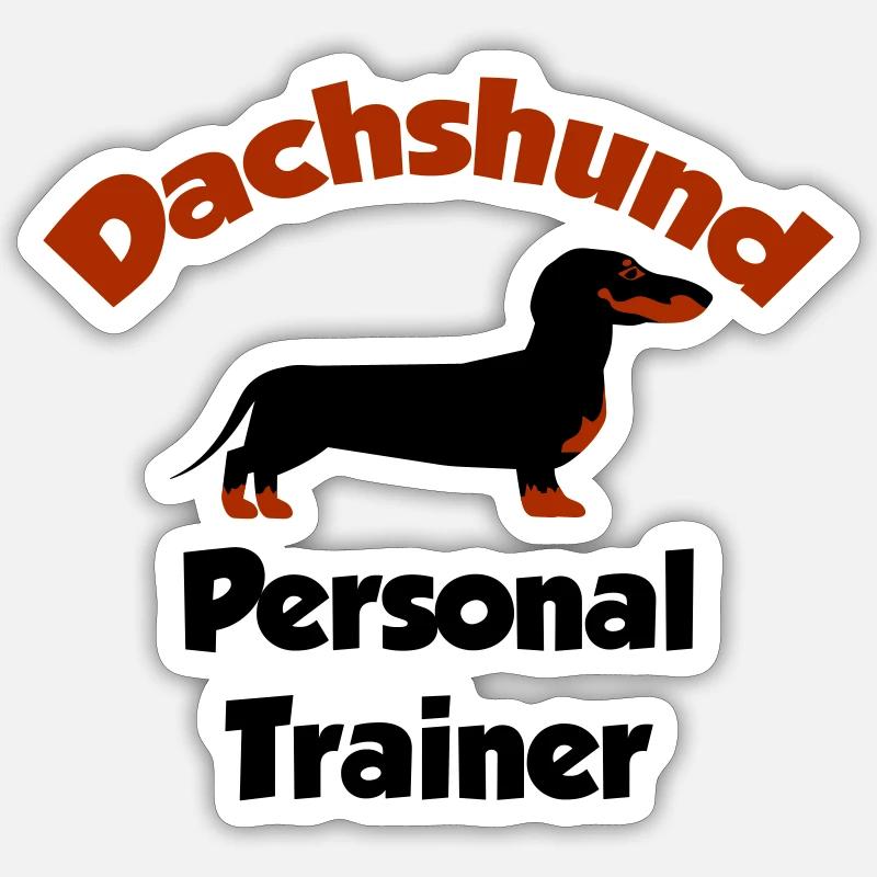 Teckel - Entraîneur personnel - Sticker taille S (10 x 10 cm) - blanc mat