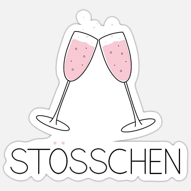 Prosecco - Stösschen! Sticker Größe S (10 x 10 cm)