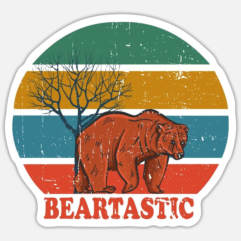 Retro Bear Beartastic - Sticker size S (10 x 10 cm) - white matte