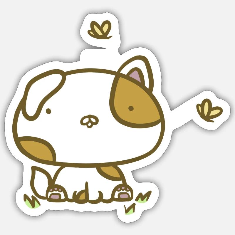 Chien mignon - Sticker taille S (10 x 10 cm) - blanc mat