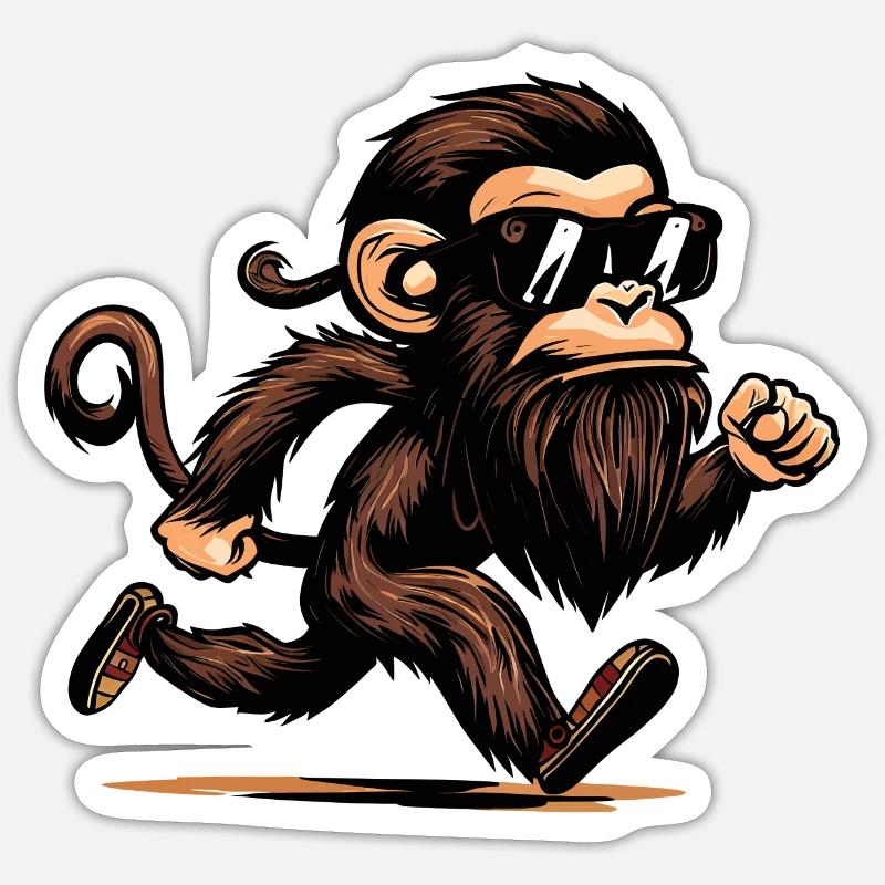 Running Monkey Sticker size S (10 x 10 cm)