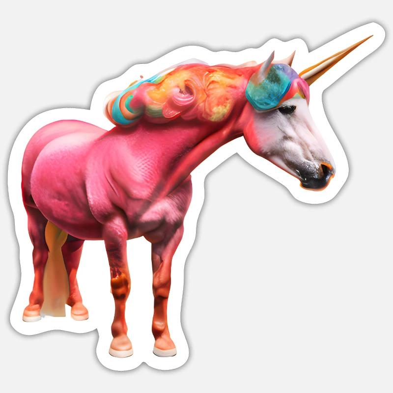 Licorne bouclée colorée Sticker taille S (10 x 10 cm)