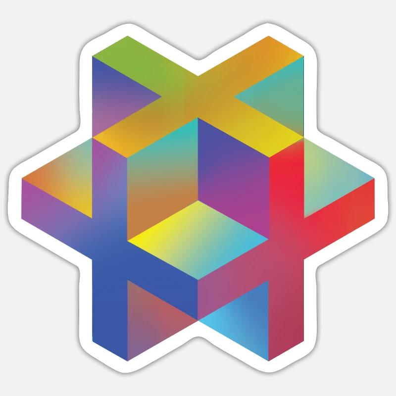 Croix isométrique 3D Sticker taille S (10 x 10 cm)