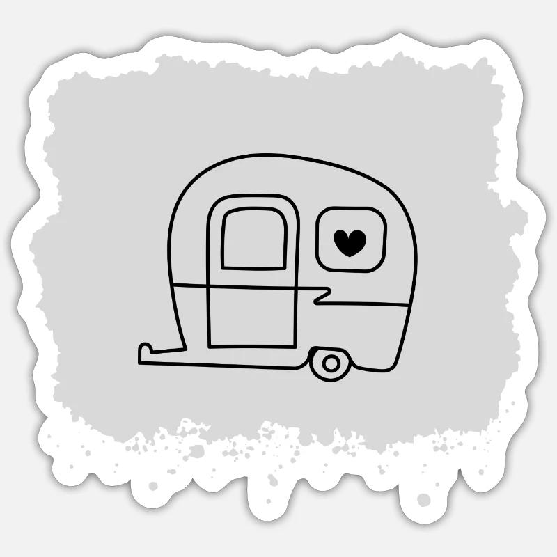Wohnwagen Camping Love - Sticker Größe S (10 x 10 cm) - Mattweiß